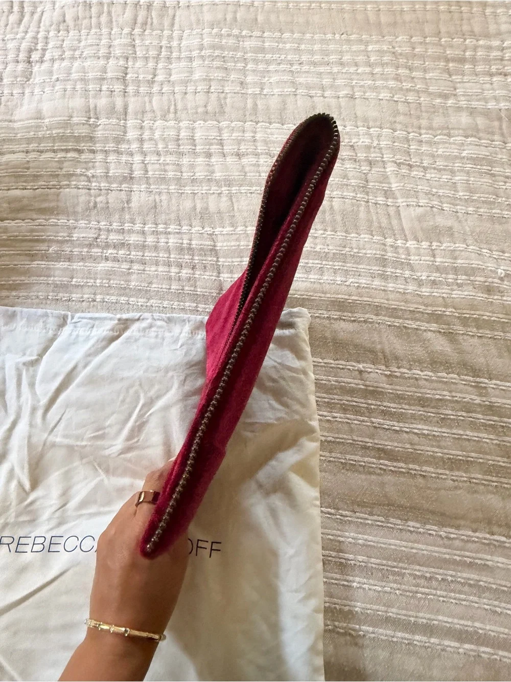 Rebecca Minkoff Burgundy Velvet Envelope Clutch